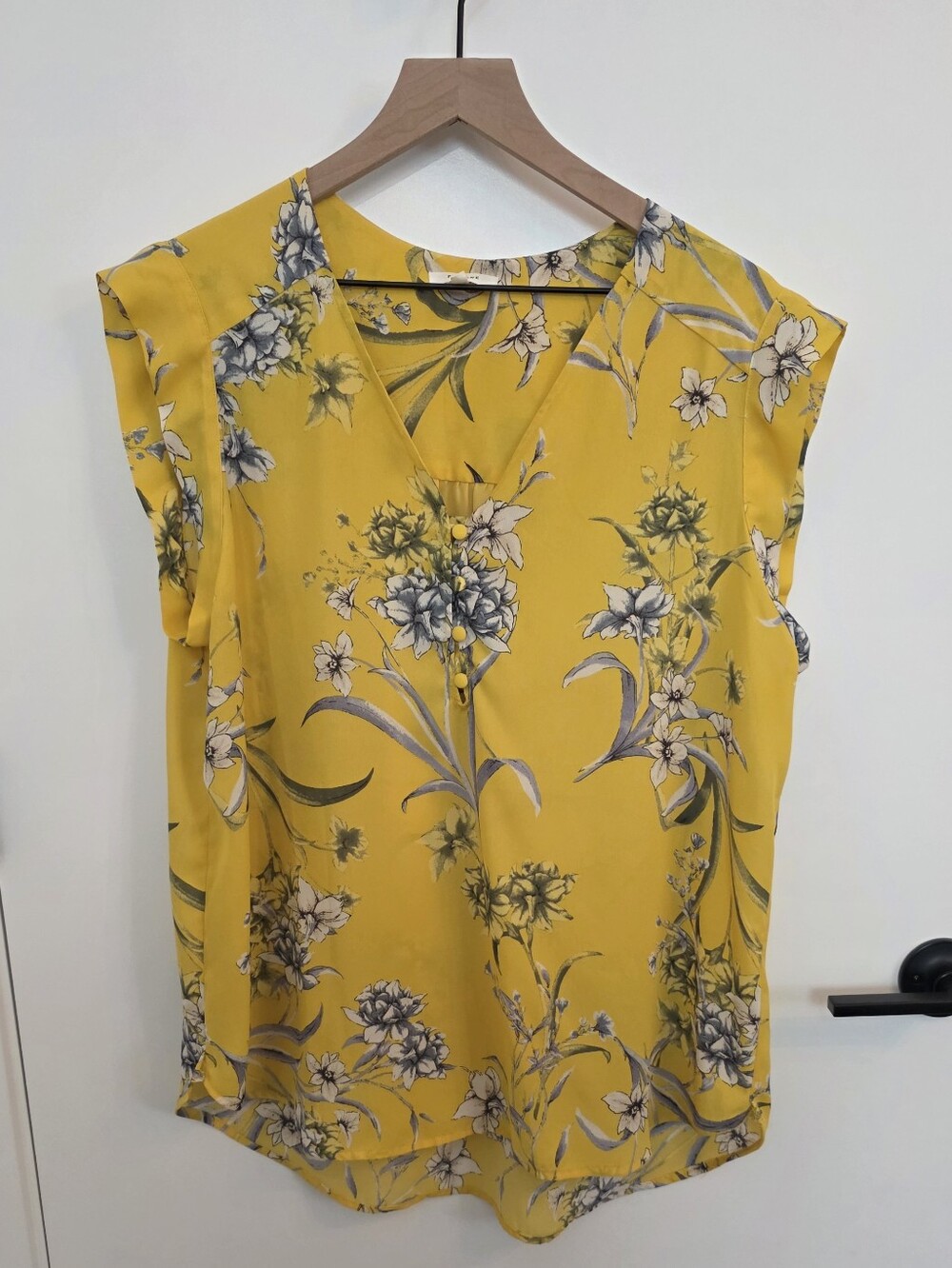 Yellow Floral V-Neck Women’s Top
